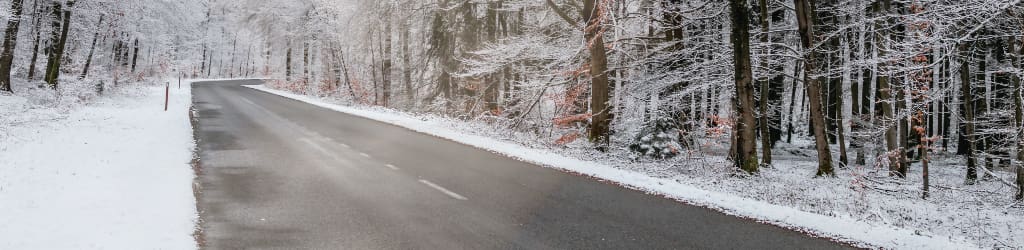 snowy road in Arkansas