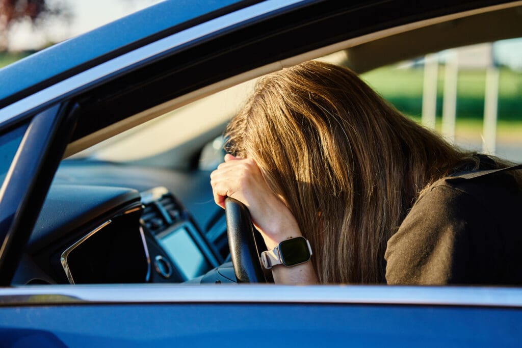 woman in a wreck with a rideshare