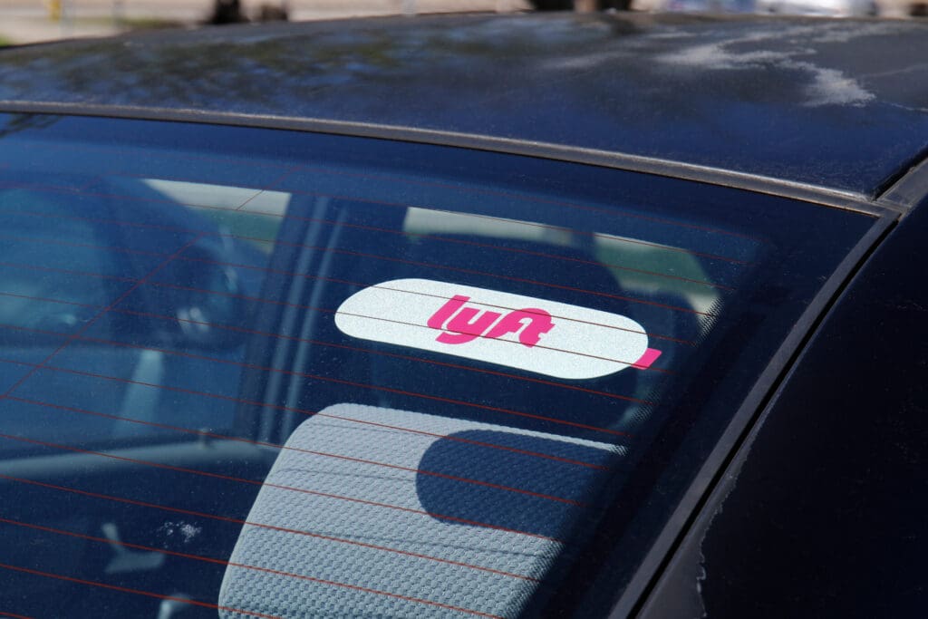 lyft sticker on rideshare vehicle