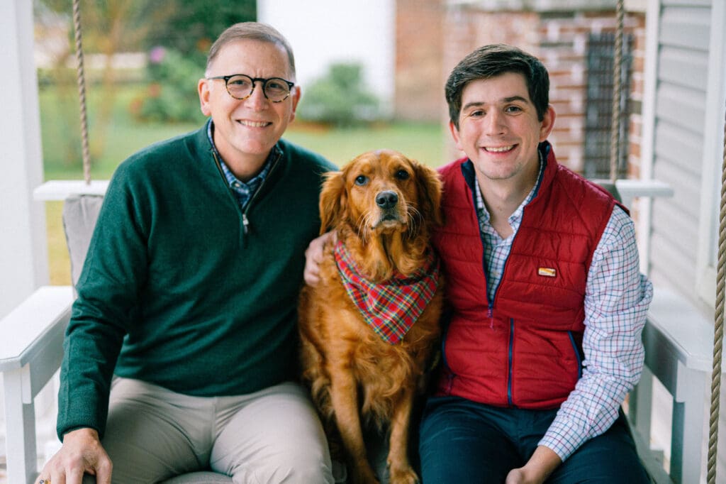 golden retriever dog with AR attorneys